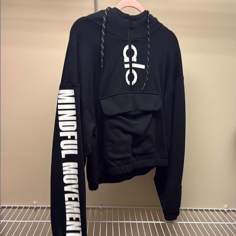 ALO Yoga Black Hoodie with White Logo